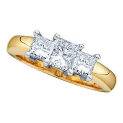 14KT Yellow Gold Two Tone 0.25CTW PRINCESS 3 STONE DIAM