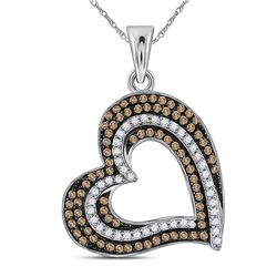 10kt White Gold Womens Round Brown Color Enhanced Diamo