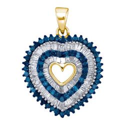 10K Yellow-gold 0.90CTW BLUE DIAMOND MICRO-PAVE PENDANT