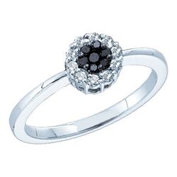 14KT White Gold 0.25CTW DIAMOND LADIES FLOWER RING