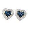 Image 1 : 10KT Yellow Gold 0.40CTW BLUE DIAMOND HEART EARRINGS