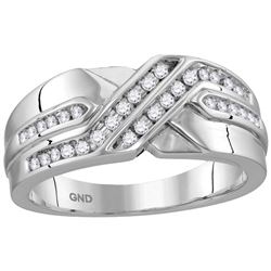10kt White Gold Mens Round Natural Diamond Band Wedding