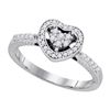 Image 1 : 10KT White Gold 0.25CTW DIAMOND HEART RING