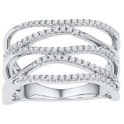 10kt White Gold Womens Round Natural Diamond Crossover