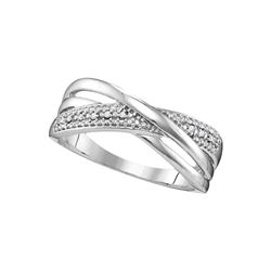 10kt White Gold Womens Round Diamond Crossover Band Rin