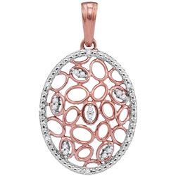 10kt Rose Gold Womens Round Diamond Oval Honeycomb Pend