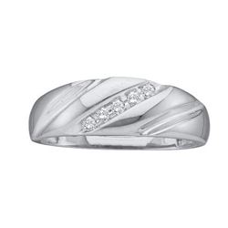 14KT White Gold 0.10CTW ROUND DIAMOND MENS FASHION BAND