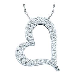 10K White-gold 0.34CTW ROUND DIAMOND LADIES HEART PENDA