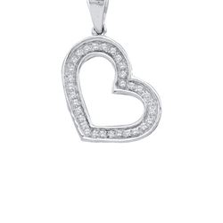 14K White-gold 0.10CTW DIAMOND HEART PENDANT