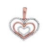 Image 1 : 10kt Rose Gold Womens Round Diamond Triple Nested Heart