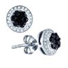 Image 1 : 10KT White Gold 0.51CTW BLACK DIAMOND FLOWER EARRING