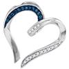 Image 1 : Sterling Silver Womens Round Blue Colored Diamond Bisec