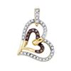 Image 1 : 10KT Yellow Gold 0.30CTW COGNAC DIAMOND HEART PENDANT