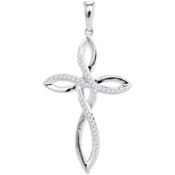 10KT White Gold 0.10CTW-Diamond MICRO-PAVE PENDANT