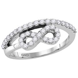 Womens 10K White Gold Infinity Knot Diamond Fashion Des