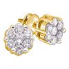 Image 1 : 925 Sterling Silver Yellow 0.25CTDIAMOND FLOWER EARRING