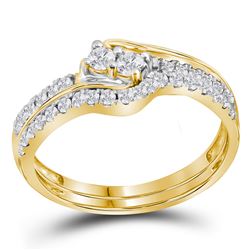 10kt Yellow Gold Womens Round Diamond 2-stone Bridal We