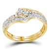 10kt Yellow Gold Womens Round Diamond 2-stone Bridal We