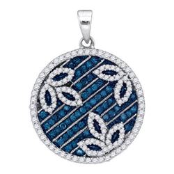 14K White-gold 0.75CTW BLUE DIAMOND MICRO-PAVE PENDANT