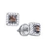 Image 1 : 14KT White Gold 0.30CTW COGNAC DIAMOND INVISIBLE EARRIN