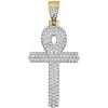 Image 1 : 10kt Yellow Gold Mens Round Diamond Ankh Cross Religiou