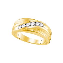 10kt Yellow Gold Mens Round Natural Diamond Band Weddin