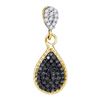 Image 1 : 14K Yellow-gold 0.25CTW BLACK DIAMOND MICRO-PAVE PENDAN