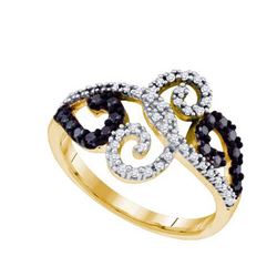 10K Yellow-gold 0.33 CTW BLACK DIAMOND FASHION RING