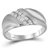 Image 1 : Sterling Silver Mens Round Channel-set Diamond Wedding