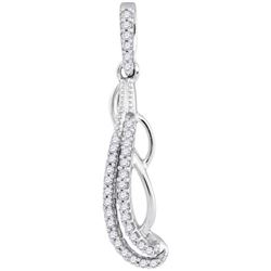 10KT White Gold 0.12CTW-Diamond MICRO-PAVE PENDANT