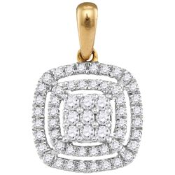 14kt Yellow Gold Womens Round Diamond Concentric Square