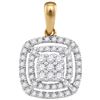 Image 1 : 14kt Yellow Gold Womens Round Diamond Concentric Square