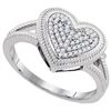 Image 1 : 10KT White Gold 0.15CTW DIAMOND MICRO-PAVE HEART RING