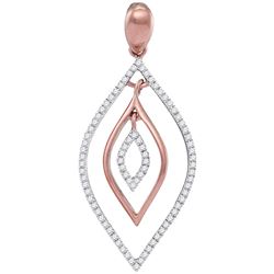 10kt Rose Gold Womens Round Diamond Triple Nested Oval