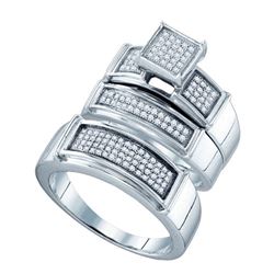 925 Sterling Silver White 0.41CTW DIAMOND FASHION TRIO