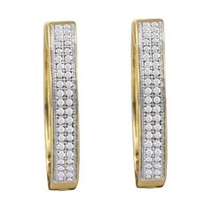 10KT Yellow Gold 0.25CTW DIAMOND MICRO PAVE HOOPS