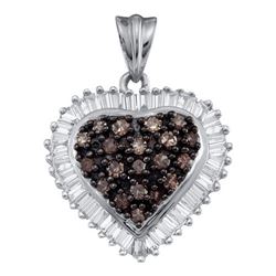 10KT White Gold 1.0CTW COGNAC DIAMOND HEART PENDANT