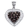 Image 1 : 10KT White Gold 1.0CTW COGNAC DIAMOND HEART PENDANT