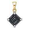 Image 1 : 14K Yellow-gold 0.15CTW BLACK DIAMOND MICRO-PAVE PENDAN