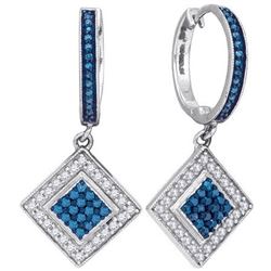 10KT White Gold 0.50CTW BLUE DIAMOND MICRO-PAVE EARRING