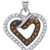 Image 1 : 10KT White Gold 0.25CTW COGNAC DIAMOND HEART PENDANT