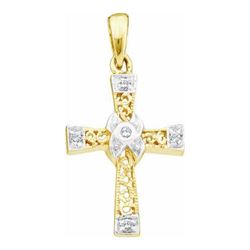 10KT Yellow Gold 0.04CTW DIAMOND  LADIES CROSS PENDANT