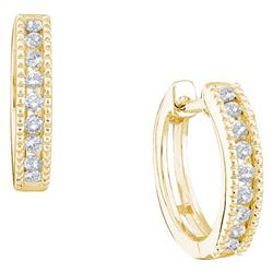 10KT Yellow Gold 0.26CTW DIAMOND LADIES MICRO PAVE HOOP