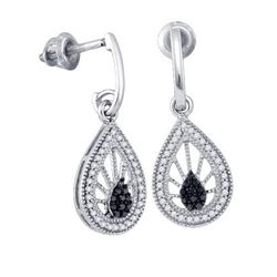 10KT White Gold 0.25CT BLACK DIAMOND MICRO-PAVE EARRING