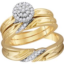 10k Yellow Gold Natural Diamond His & Hers Matching Tri