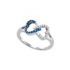 Image 1 : Sterling Silver Womens Round Blue Colored Diamond Doubl