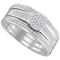 10KT White Gold 0.25CTW DIAMOND MICRO-PAVE BRIDAL SET