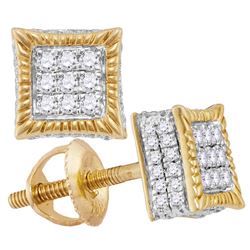 10kt Yellow Gold Womens Round Diamond Square Rope Frame