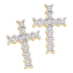 10KT Yellow Gold 0.11CTW DIAMOND CROSS EARRINGS