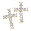 Image 1 : 10KT Yellow Gold 0.11CTW DIAMOND CROSS EARRINGS